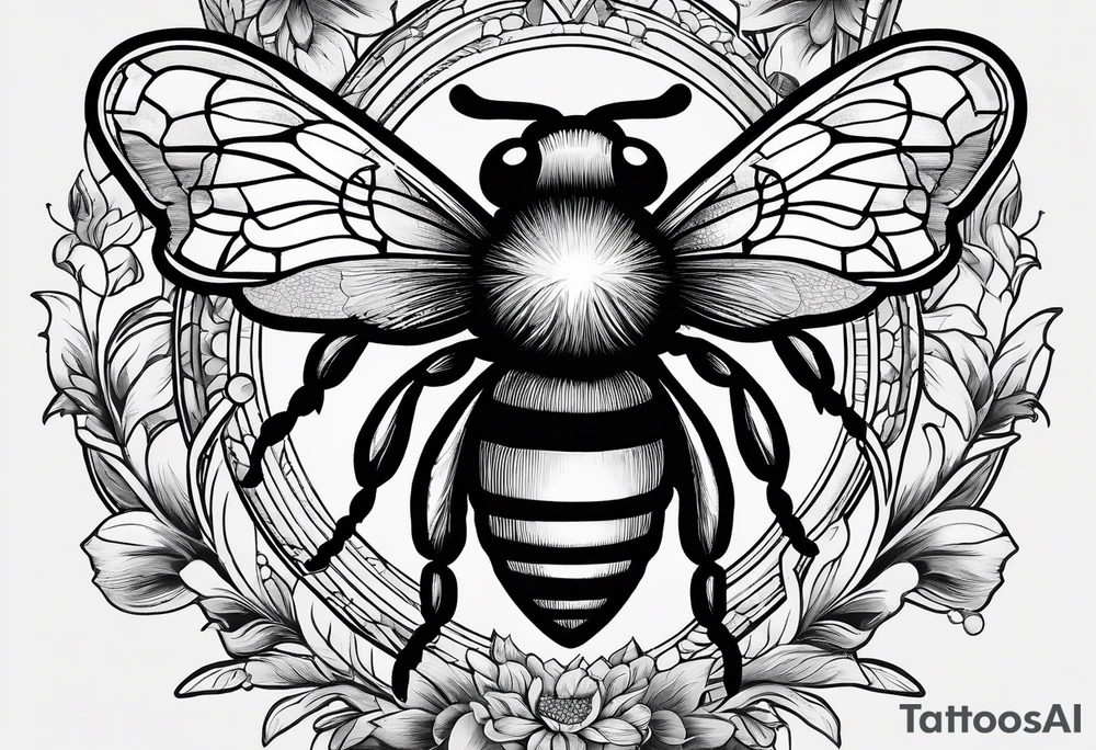 A bee symbolizing facing fears and best friendship with the letter b next to it tattoo idea