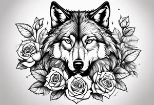wolf and roses tattoo idea