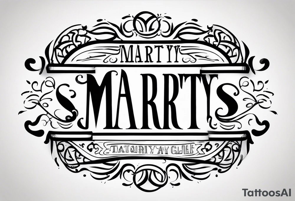 Tattoo logo with curly text saying “Marty S” tattoo idea