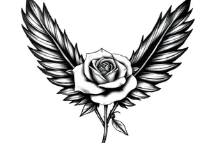 TWO FEATHERS TOGETHER WITH A ROSE tattoo idea
