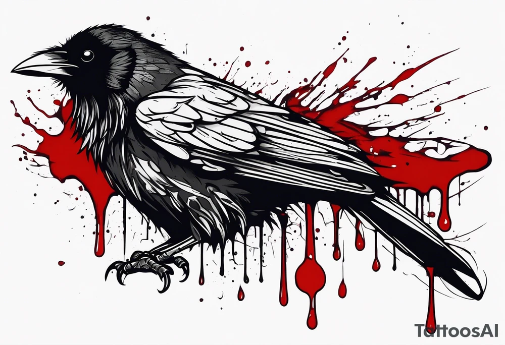 dead raven dripped in blood tattoo idea