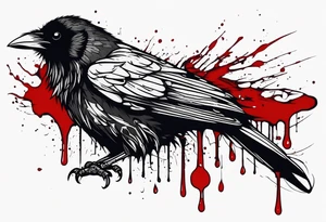 dead raven dripped in blood tattoo idea