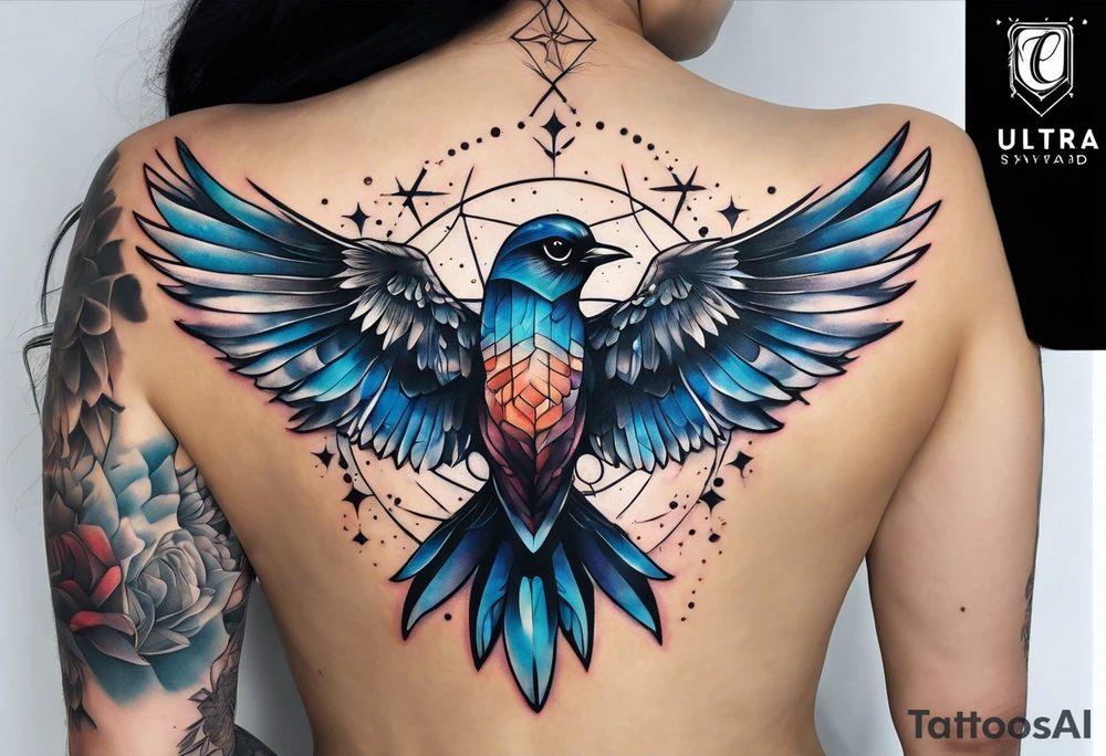 Constellation, bird wing , animal, snow , cross tattoo idea