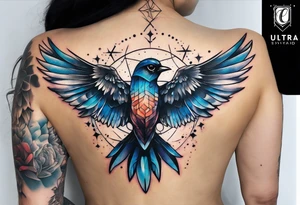 Constellation, bird wing , animal, snow , cross tattoo idea