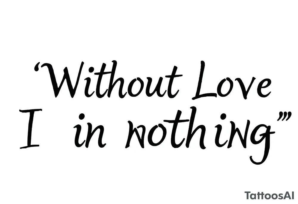 “Without Love, I am nothing.” In one line tattoo idea