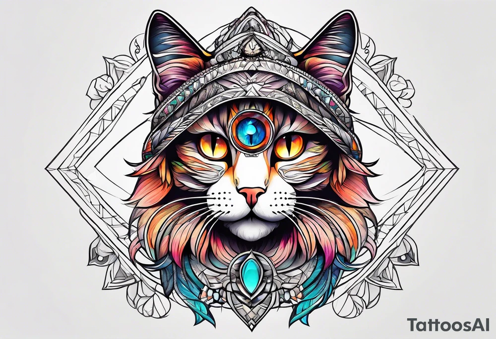 Third eye cat tattoo idea
