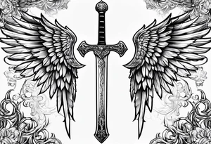Sword with angel wing tattoo idea