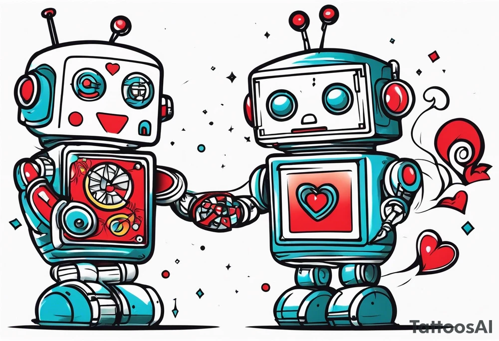 Kissing robot toys tattoo idea