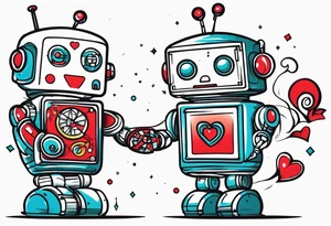 Kissing robot toys tattoo idea