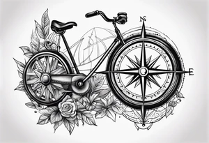 Nautical compass and bicycle tattoo idea