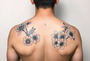 poppy, gladiolus, holly, narcissistic, poinsettia, daisy, and sweet pea sleeve tattoo tattoo idea