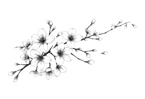 delicate cherry blossoms swirling in spring breeze with petals tattoo idea
