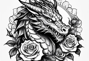 dragon with roses tattoo idea