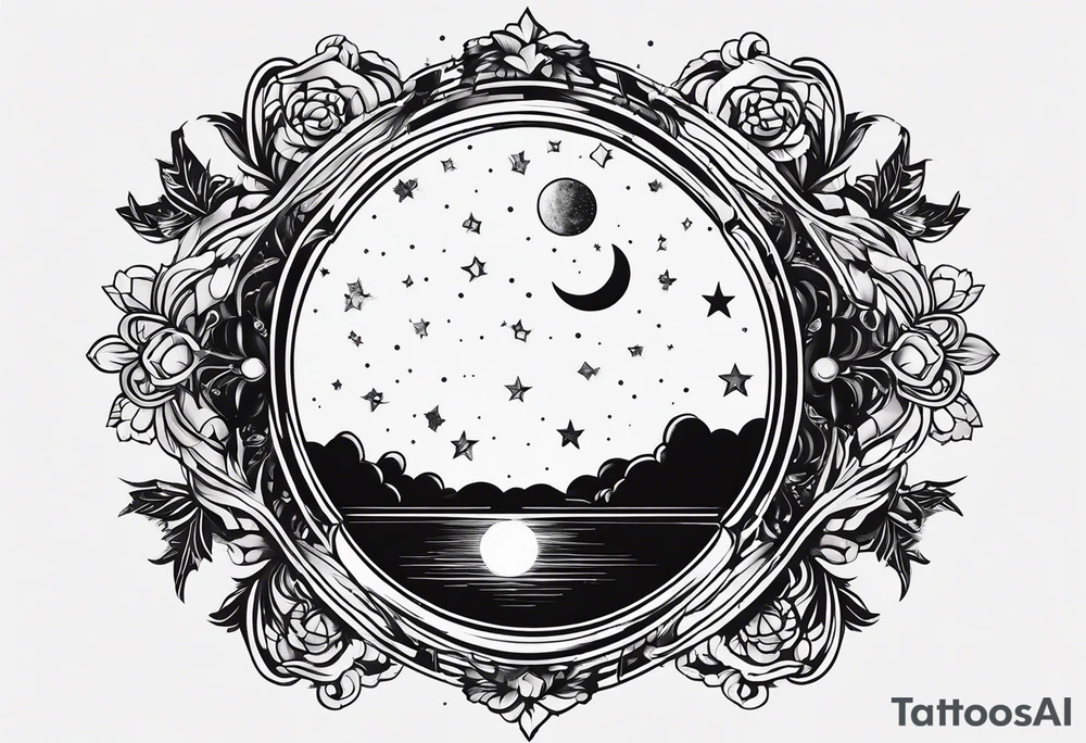 the night sky in a mirror tattoo idea