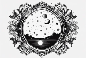 the night sky in a mirror tattoo idea