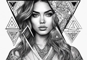woman inside a triangul tattoo idea