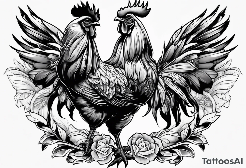 rooster holding a machine gun tattoo idea