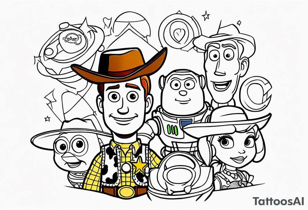 toy story portrait characters tattoo idea