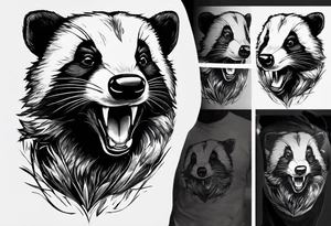 aggressive and killer badger/wolverine with cute face and some quotes tattoo idea