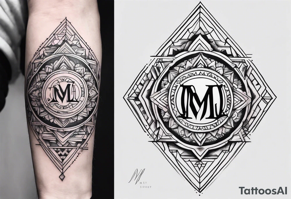 Create a small moluccan style tattoo on the forearm with the initials MLJ, date of birth 22/09/22 tattoo idea