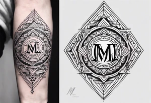 Create a small moluccan style tattoo on the forearm with the initials MLJ, date of birth 22/09/22 tattoo idea
