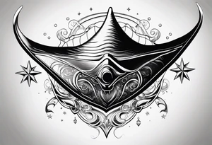 Manta ray with a nautical star inside tattoo idea