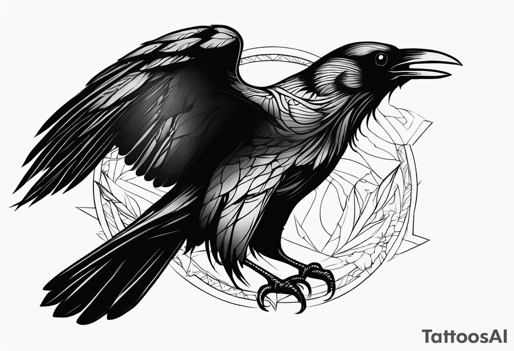 black raven roaring in the sky tattoo idea
