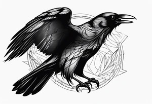 black raven roaring in the sky tattoo idea
