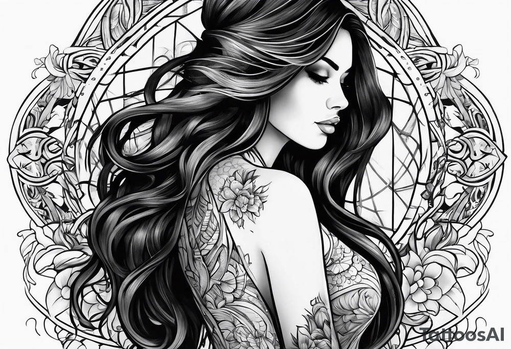 Woman from behind tattoo idea