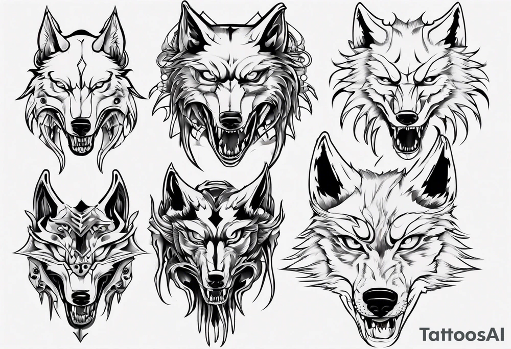 wolf head tattoo idea