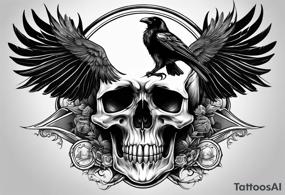 Raven,skull,and scythe tattoo idea