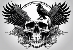 Raven,skull,and scythe tattoo idea