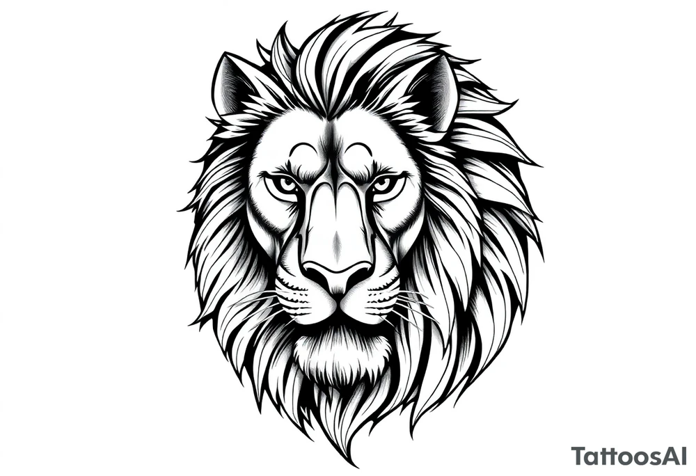 powerful majestic lion with Czech theme tattoo idea