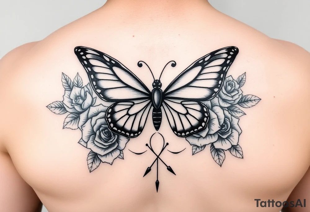 Butterfly,roses, and qoutes tattoo idea