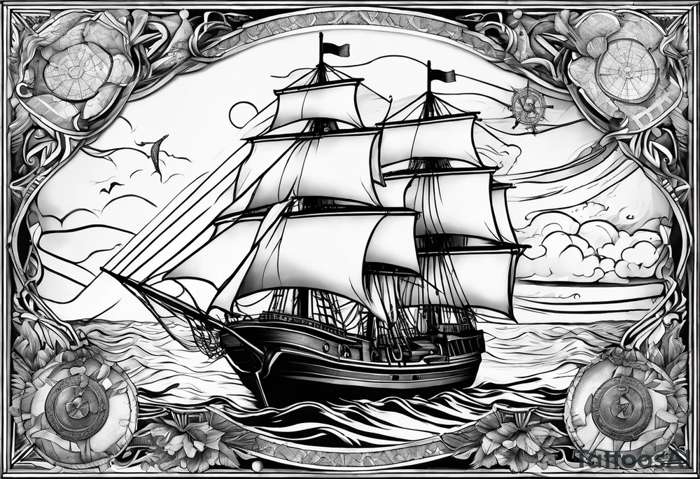 nautical map tattoo idea