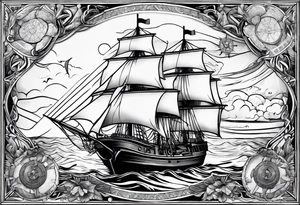 nautical map tattoo idea