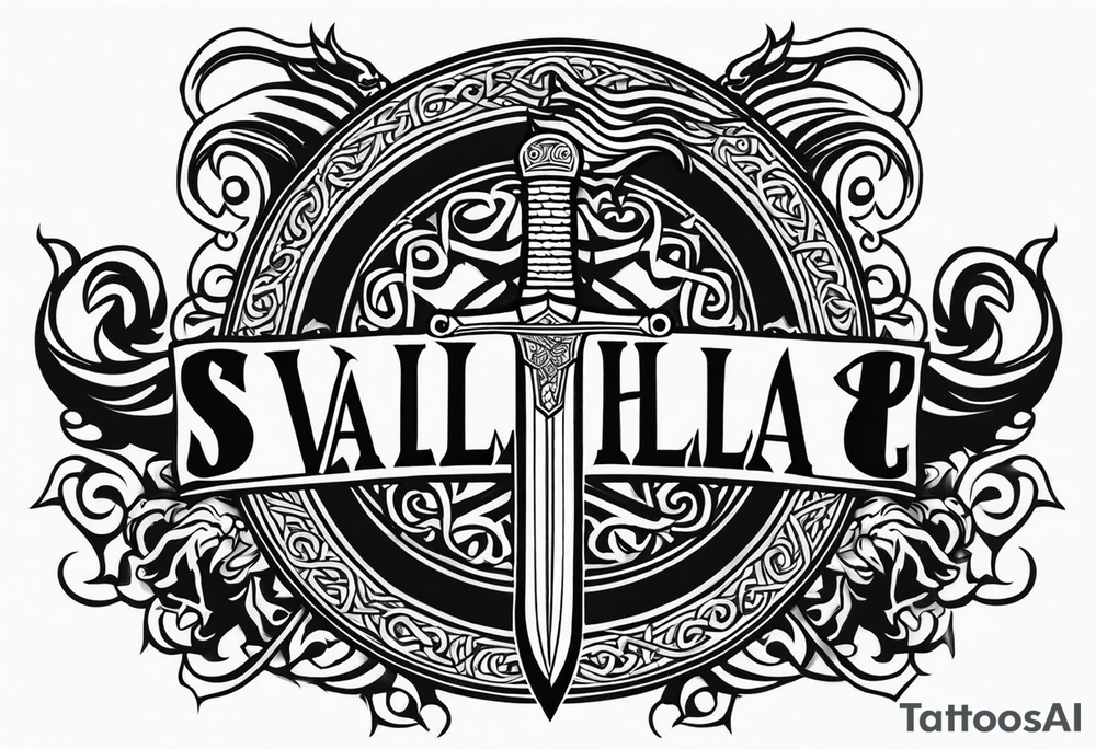 Viking sword Valhalla dragon shield tattoo idea