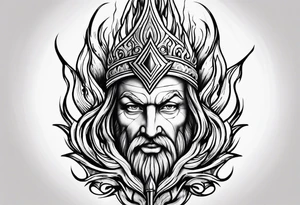 trident in flame tattoo idea
