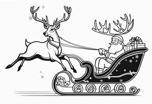 Sleigh Full of Gifts with santa and deer tattoo idea