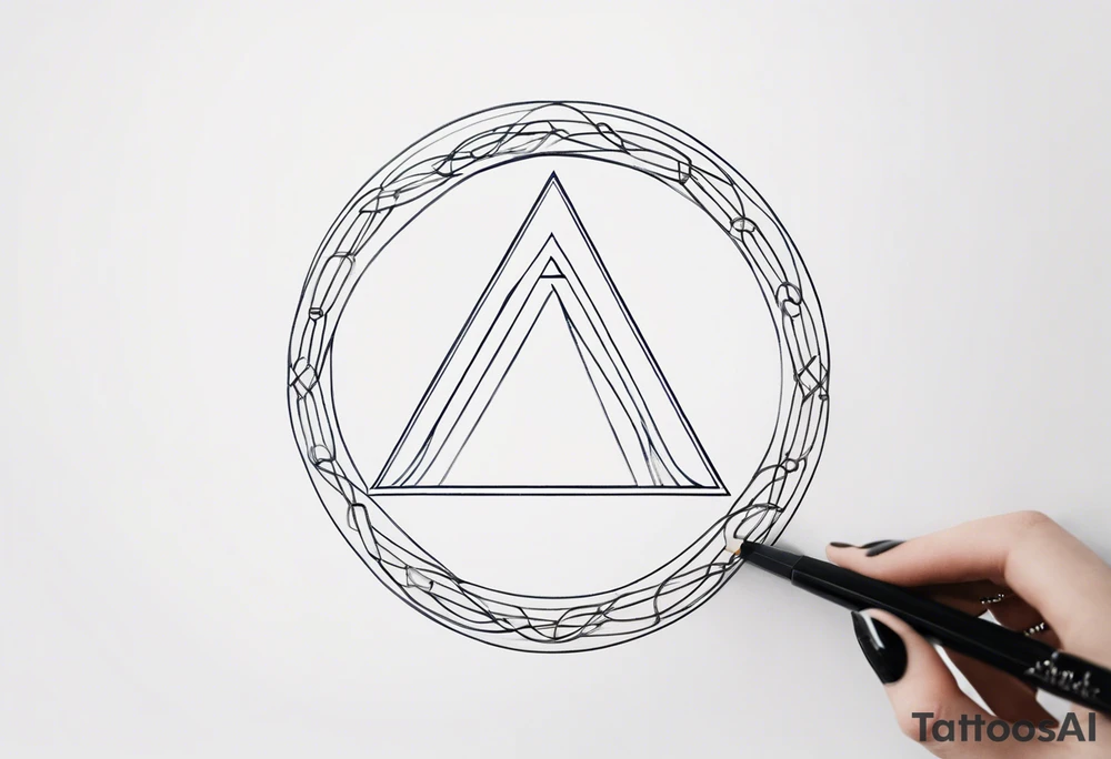 letter delta inside a chain circle, subtle, womanly, simplistic tattoo idea