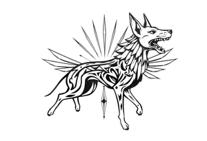 the pharaoh hound with rays coming out of it tattoo idea