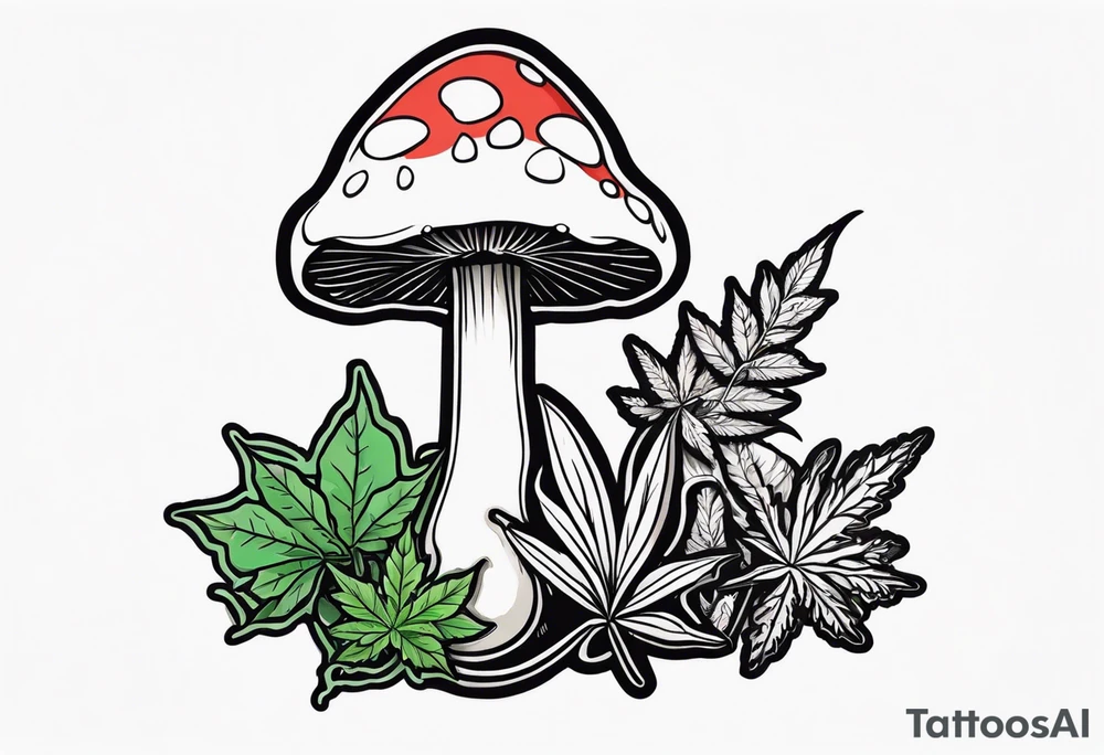 shroom and marijuana tattoo tattoo idea