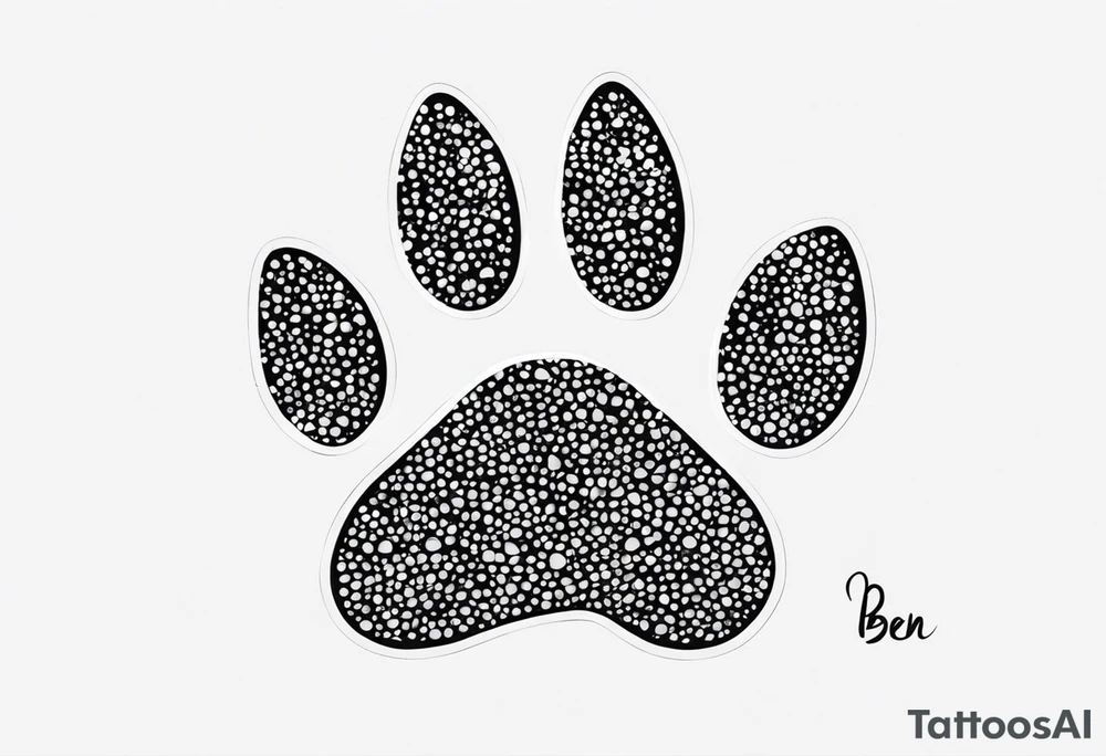 Paw Print with a name Ben tattoo idea