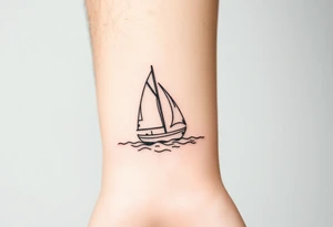 Create a simple sailboat sailing on the ocean. tattoo idea