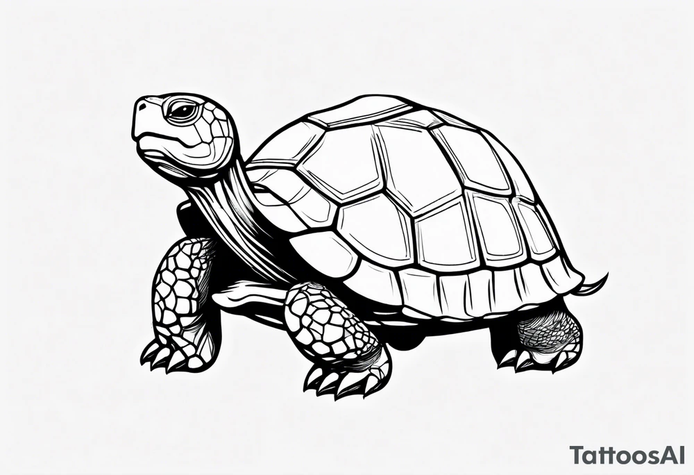 One line cartoonish tortoise reminding you to go slow tattoo idea