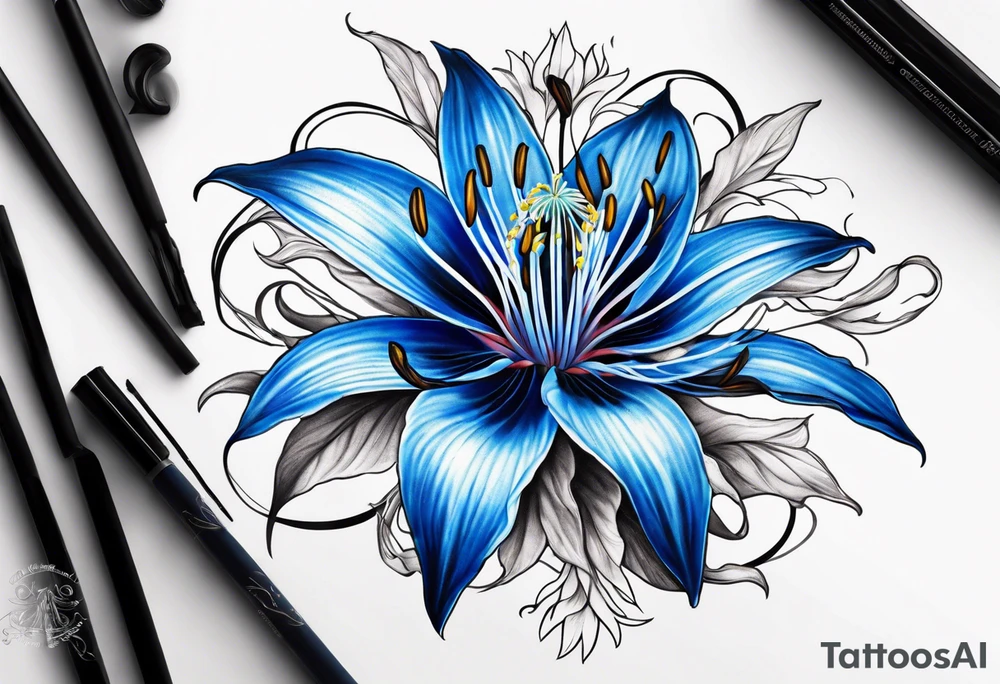 Blue spider lily tattoo idea