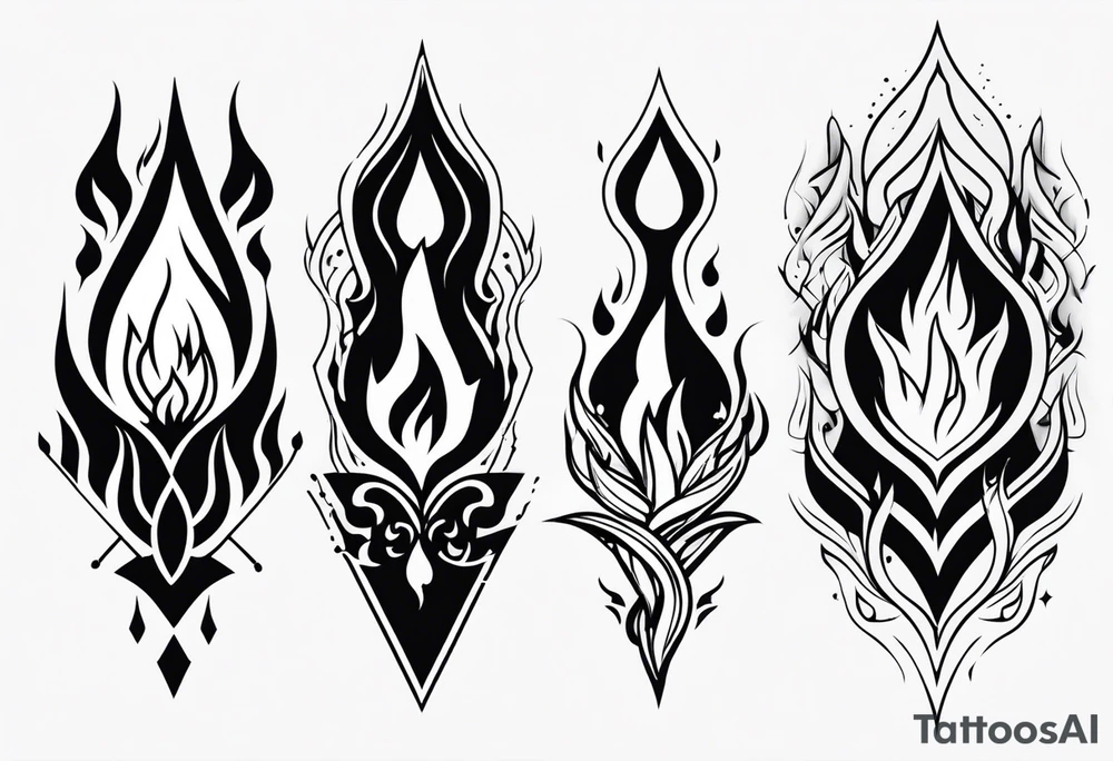 Variety of flames flash sheet tattoo idea