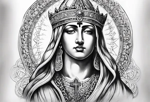 religious theme full upper arm piece tattoo idea