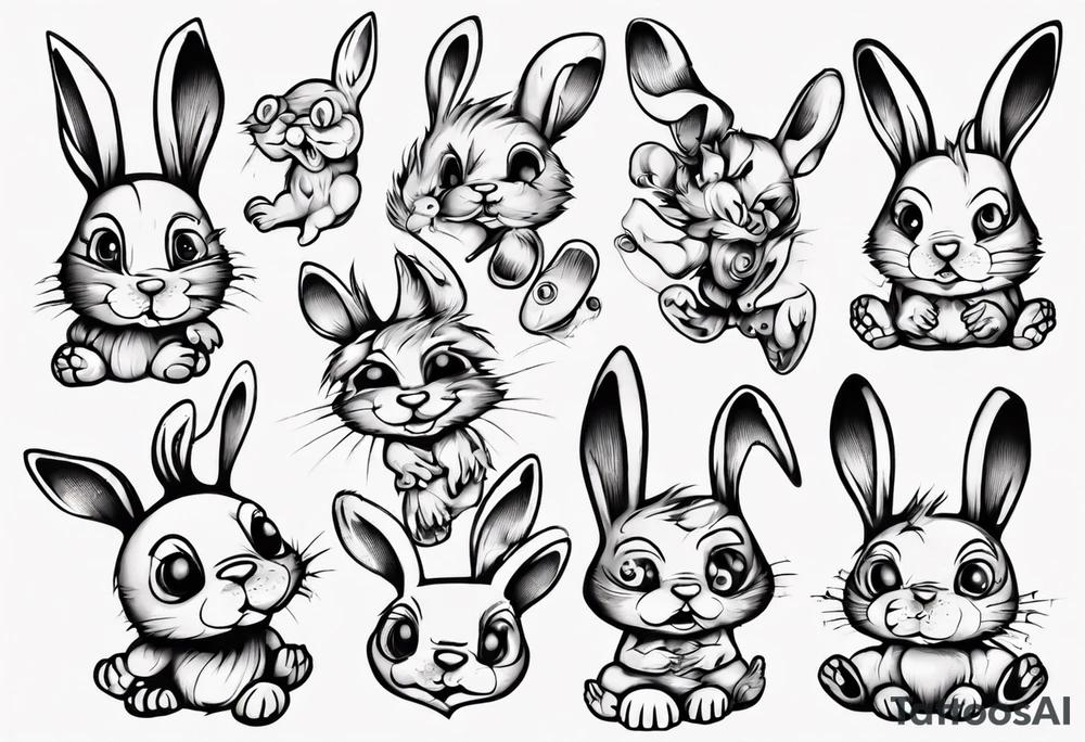 funny smunky bunny tattoo idea