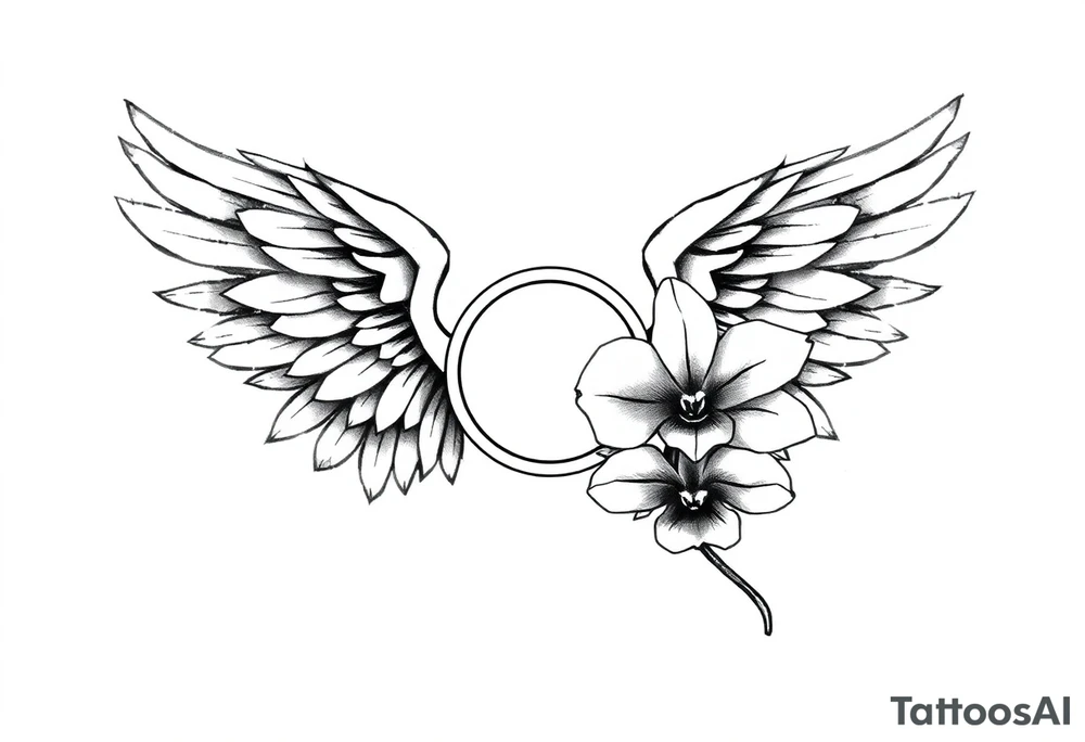 Wings with infinity loop inside and an orchid tattoo idea